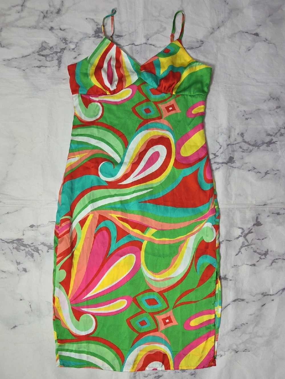 Emily Wonder Vibrant Multicolor Midi Slip Dress